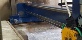 Robust linear guides excel in polluted, dirty environment cutting concrete bars