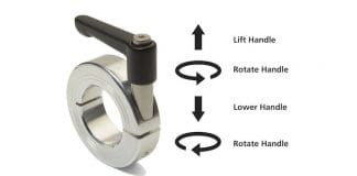 Expanded range of quick clamping shaft collars with clamping lever